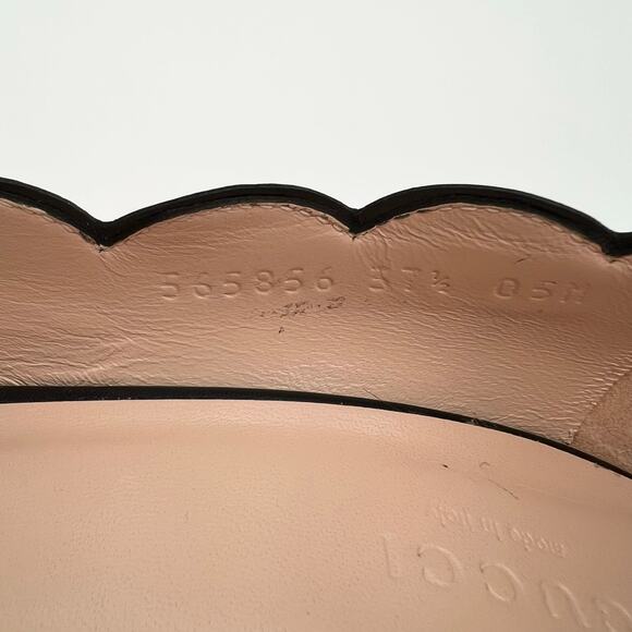 GUCCI Willow Loafer Pumps EU 37.5 US 7.5 Black GG Logo Pearl Scalloped Leather - Picture 12 of 15